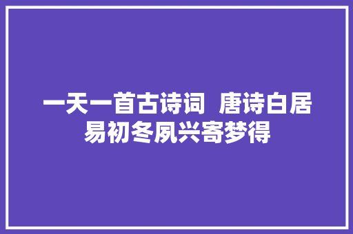 一天一首古诗词  唐诗白居易初冬夙兴寄梦得