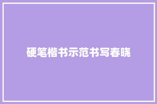 硬笔楷书示范书写春晓