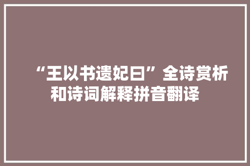 “王以书遗妃曰”全诗赏析和诗词解释拼音翻译