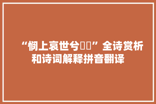 “悯上哀世兮睩睩”全诗赏析和诗词解释拼音翻译