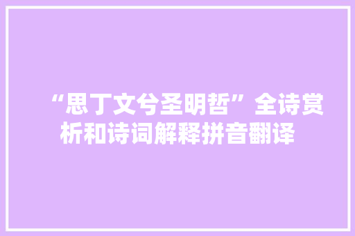 “思丁文兮圣明哲”全诗赏析和诗词解释拼音翻译