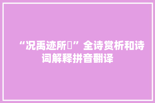 “况禹迹所揜”全诗赏析和诗词解释拼音翻译
