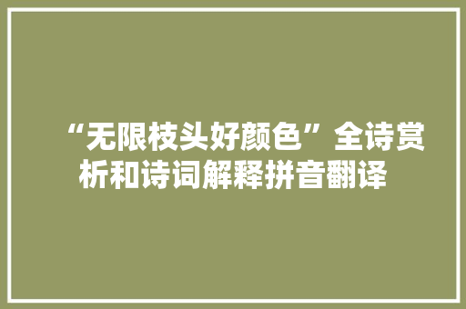 “无限枝头好颜色”全诗赏析和诗词解释拼音翻译