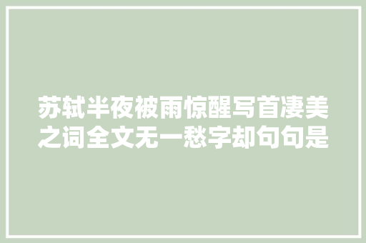 苏轼半夜被雨惊醒写首凄美之词全文无一愁字却句句是愁