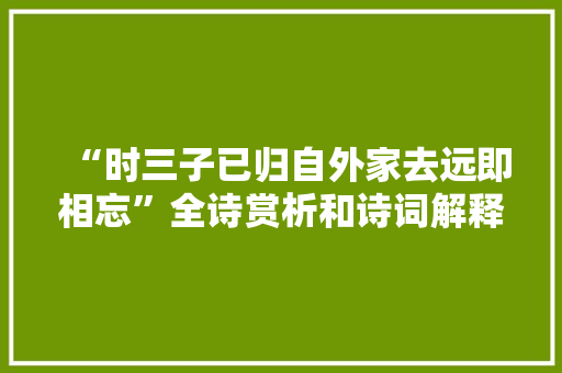“时三子已归自外家去远即相忘”全诗赏析和诗词解释拼音翻译