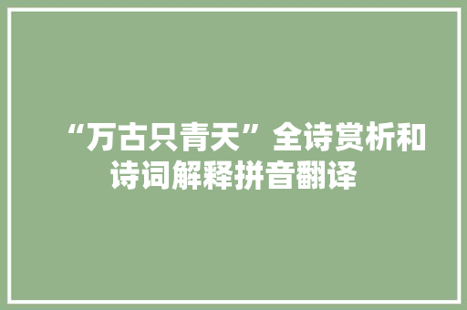 “万古只青天”全诗赏析和诗词解释拼音翻译