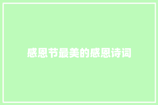 感恩节最美的感恩诗词