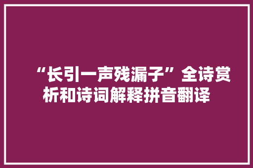 “长引一声残漏子”全诗赏析和诗词解释拼音翻译