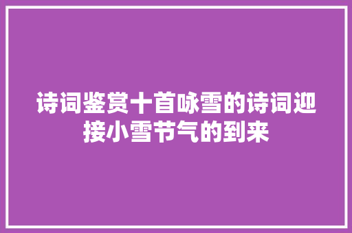 诗词鉴赏十首咏雪的诗词迎接小雪节气的到来