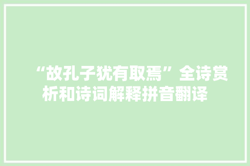 “故孔子犹有取焉”全诗赏析和诗词解释拼音翻译