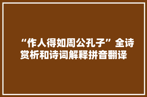 “作人得如周公孔子”全诗赏析和诗词解释拼音翻译
