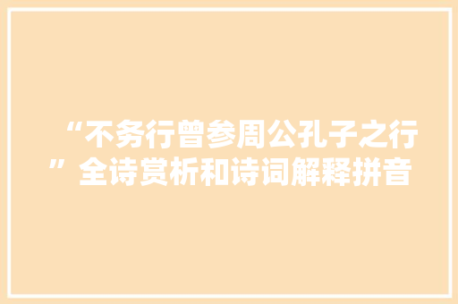 “不务行曾参周公孔子之行”全诗赏析和诗词解释拼音翻译
