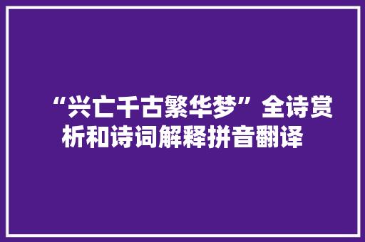 “兴亡千古繁华梦”全诗赏析和诗词解释拼音翻译