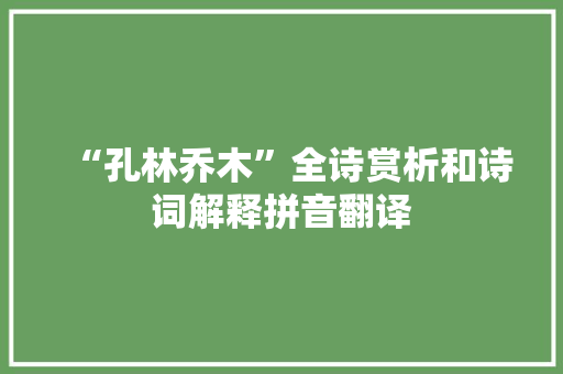“孔林乔木”全诗赏析和诗词解释拼音翻译