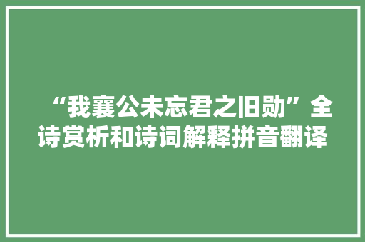 “我襄公未忘君之旧勋”全诗赏析和诗词解释拼音翻译