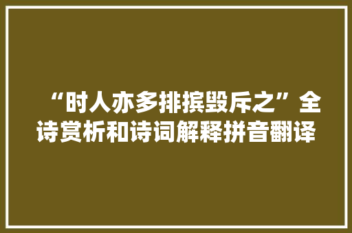 “时人亦多排摈毁斥之”全诗赏析和诗词解释拼音翻译