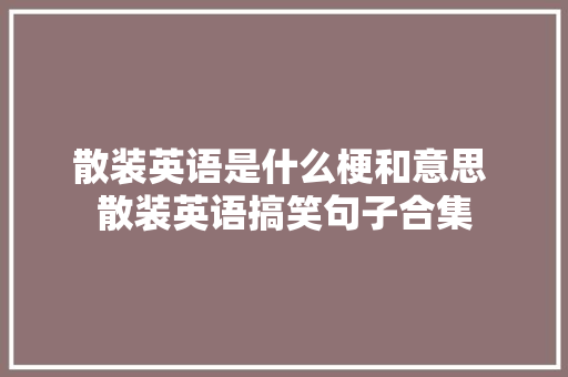 散装英语是什么梗和意思 散装英语搞笑句子合集