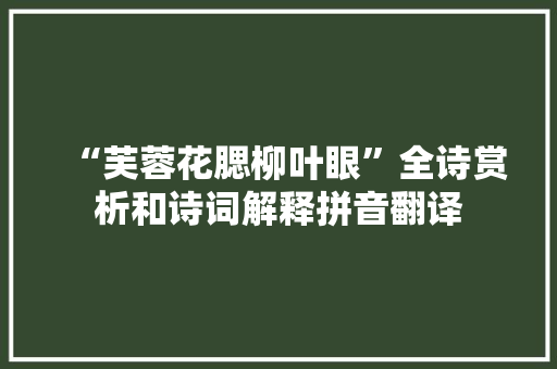 “芙蓉花腮柳叶眼”全诗赏析和诗词解释拼音翻译