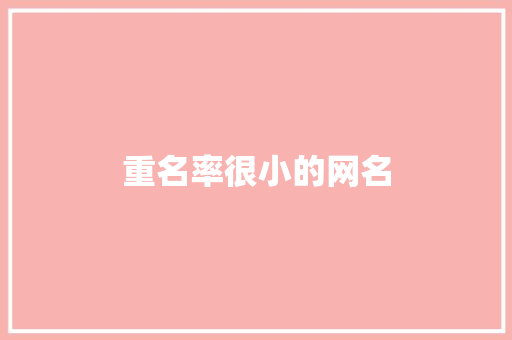 重名率很小的网名