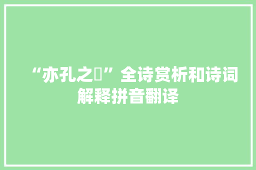 “亦孔之痗”全诗赏析和诗词解释拼音翻译