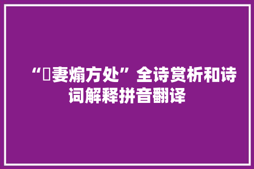 “醘妻煽方处”全诗赏析和诗词解释拼音翻译