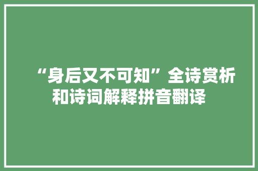 “身后又不可知”全诗赏析和诗词解释拼音翻译