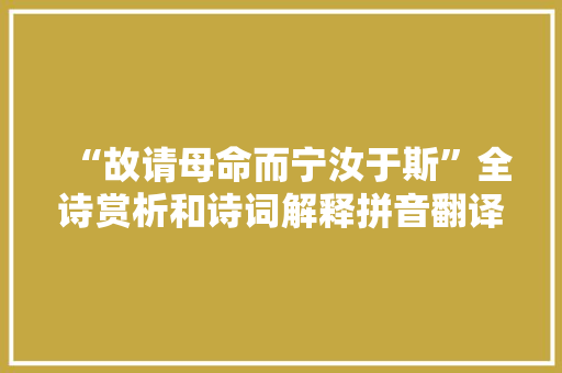 “故请母命而宁汝于斯”全诗赏析和诗词解释拼音翻译