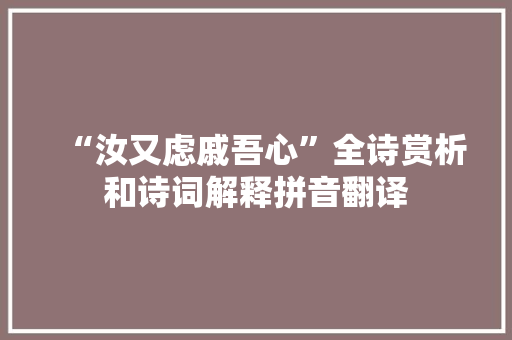 “汝又虑戚吾心”全诗赏析和诗词解释拼音翻译