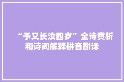 “予又长汝四岁”全诗赏析和诗词解释拼音翻译