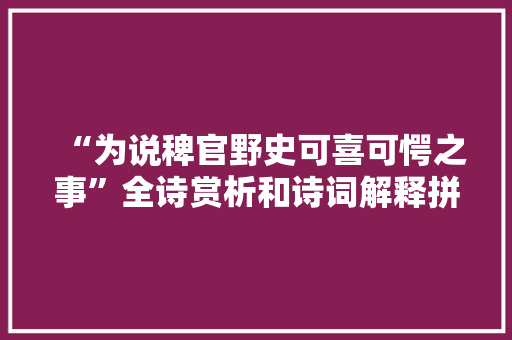 “为说稗官野史可喜可愕之事”全诗赏析和诗词解释拼音翻译