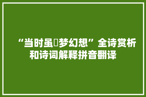 “当时虽觭梦幻想”全诗赏析和诗词解释拼音翻译