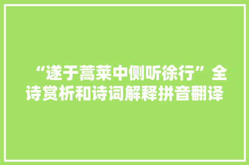 “遂于蒿莱中侧听徐行”全诗赏析和诗词解释拼音翻译