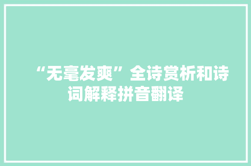 “无毫发爽”全诗赏析和诗词解释拼音翻译