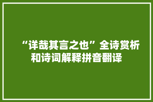 “详哉其言之也”全诗赏析和诗词解释拼音翻译