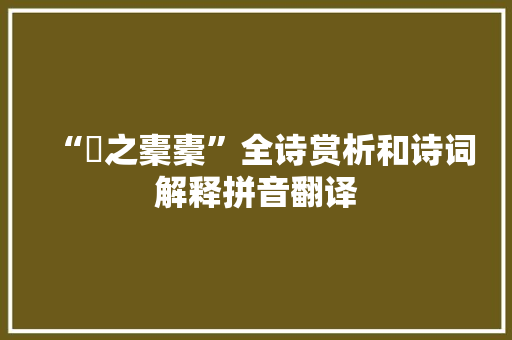 “椓之橐橐”全诗赏析和诗词解释拼音翻译