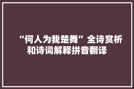 “何人为我楚舞”全诗赏析和诗词解释拼音翻译