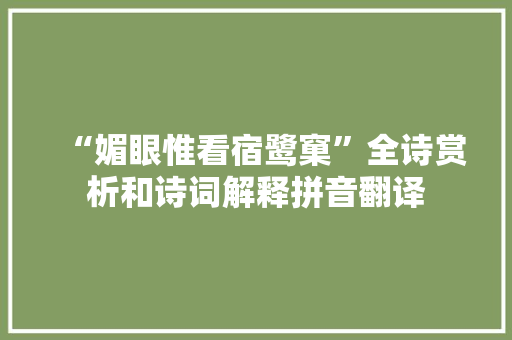 “媚眼惟看宿鹭窠”全诗赏析和诗词解释拼音翻译