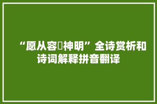 “愿从容虖神明”全诗赏析和诗词解释拼音翻译