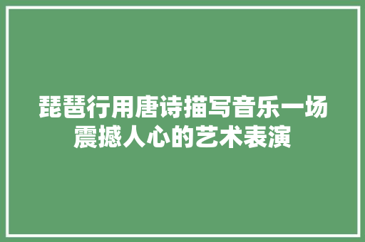 琵琶行用唐诗描写音乐一场震撼人心的艺术表演