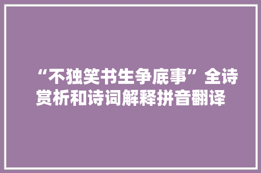 “不独笑书生争底事”全诗赏析和诗词解释拼音翻译