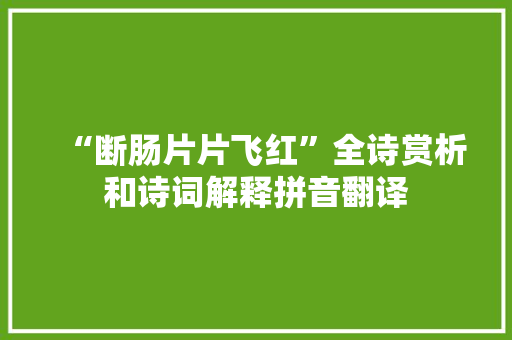 “断肠片片飞红”全诗赏析和诗词解释拼音翻译
