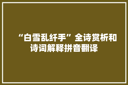 “白雪乱纤手”全诗赏析和诗词解释拼音翻译