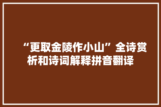 “更取金陵作小山”全诗赏析和诗词解释拼音翻译 “更取金陵作小山”全诗赏析和诗词解释拼音翻译