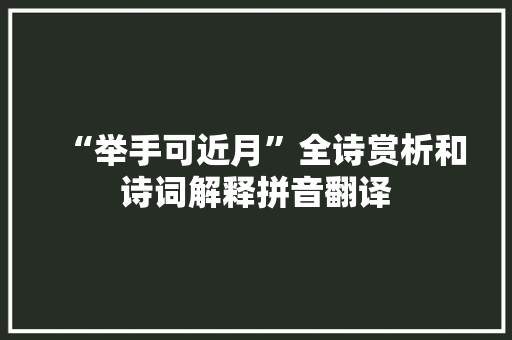 “举手可近月”全诗赏析和诗词解释拼音翻译