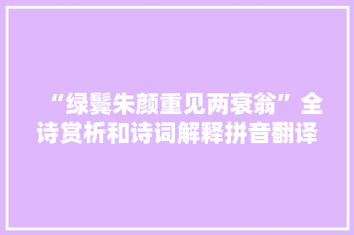 “绿鬓朱颜重见两衰翁”全诗赏析和诗词解释拼音翻译