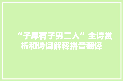 “子厚有子男二人”全诗赏析和诗词解释拼音翻译