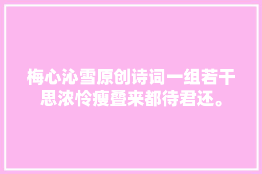 梅心沁雪原创诗词一组若干思浓怜瘦叠来都待君还。