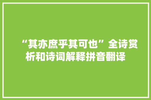 “其亦庶乎其可也”全诗赏析和诗词解释拼音翻译