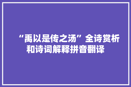 “禹以是传之汤”全诗赏析和诗词解释拼音翻译