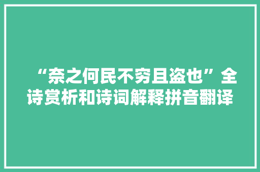 “奈之何民不穷且盗也”全诗赏析和诗词解释拼音翻译